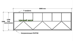 Готовый каркас откатных ворот для проёма 4 м, 6×1,84 м