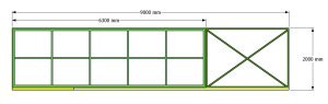 Каркас откатных ворот для проёма 6 м, 9×1,83 м